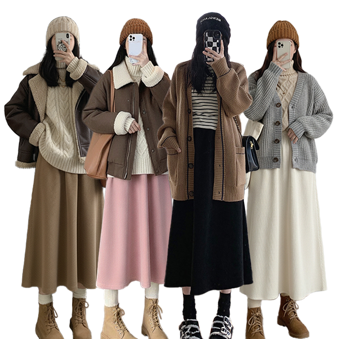 코듀로이 기모 밴딩 롱스커트 6color - 상세 이미지 2