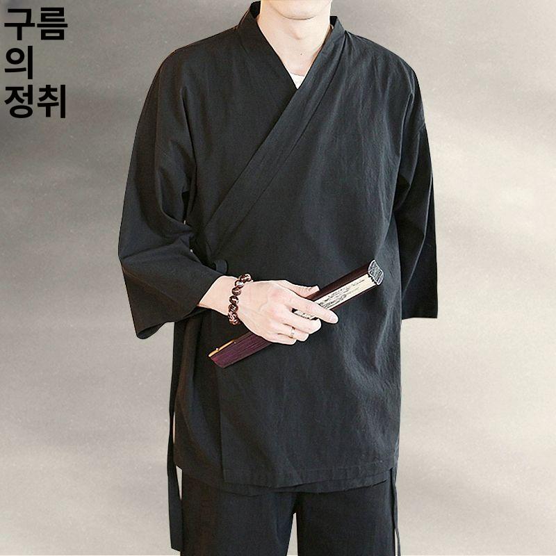 7부 조리복 여름 생활한복 남성 가운 개량 일식 쉐프복 유니폼 횟집 요리사복 주방 - 상세 이미지 4