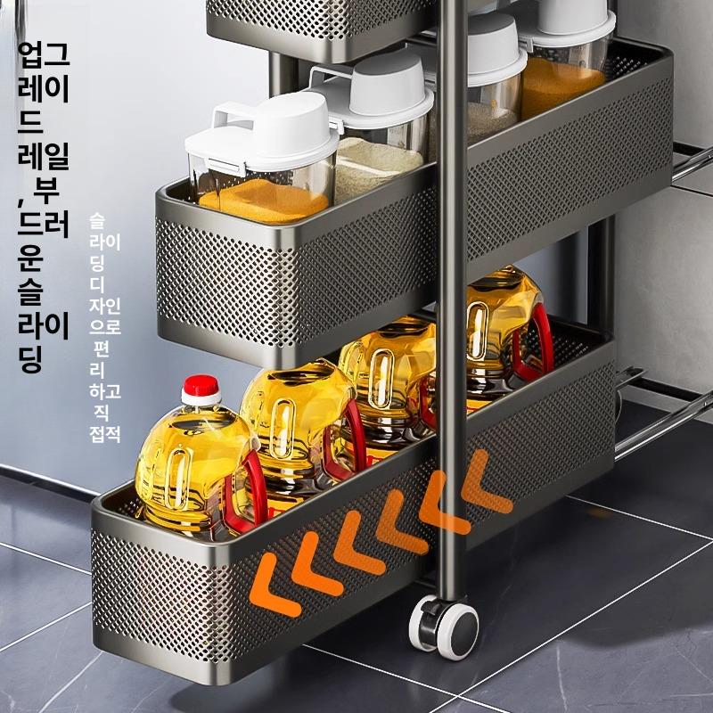 서랍형트롤리 세탁실 이동선반 수납장 틈새 캐비닛 선반 진열대 - 상세 이미지 2