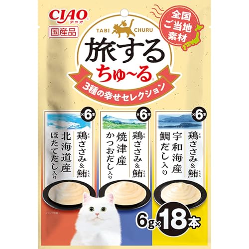 차오 여행하는 츄르 3종 행복 셀렉션 6gX18개 고양이 간식