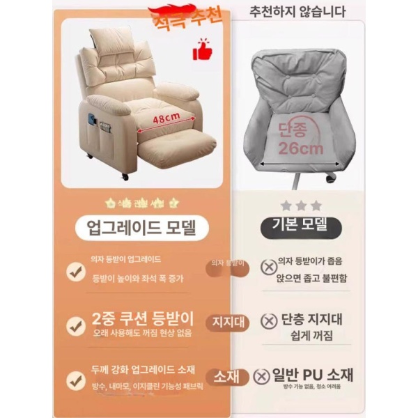 프리미엄 침대형 의자 컴퓨터 중역용 발받침 서재용 접이식 난간형 크림 화이트 두꺼운쿠션 + 고정 A 나일론 받침대 고정형 팔걸이 소녀 핑크 두꺼운쿠션 사은품 없음 고정형 팔걸이 - 상세 이미지 5