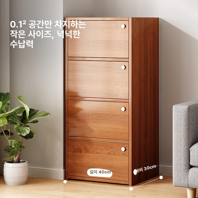 모서리 코너 수납장 거실 서랍장 북유럽 삼각형 장식장 4도어 월넛 [40x30x102cm] 1 개 - 상세 이미지 2