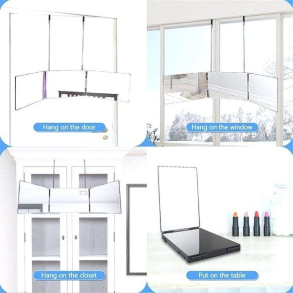 모던 삼색광 블랙 벽걸이 화장대 북유럽 무광 욕실용 접이식 뒷머리 블랙 무광 - 상세 이미지 5