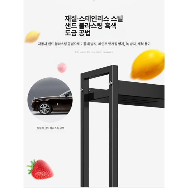 프리미엄 스테인리스 2단 50cm 양념통 정리대 조미료 선반 수납 3단 B 2단 30cm 건메탈그레이 A - 상세 이미지 3