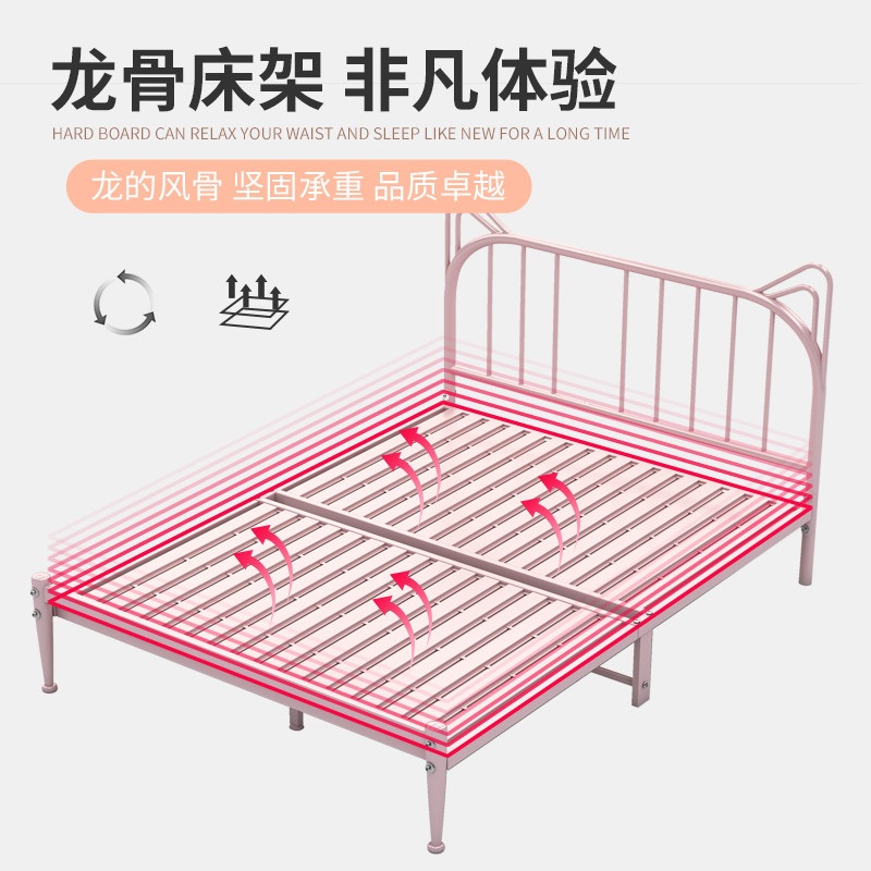 고양이 귀 귀여운 조립식 더블 퀸 싱글 뼈대 저소음 빈티지 철제 침대프레임 핑크 고양이 귀 38mm 슬랫 1000mmx1900mm - 상세 이미지 5