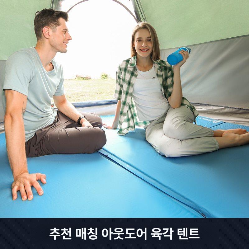 텐트 육각 자충매트 에어매트 방수 돗자리 차박 캠핑 블루 대형 육각형 - 상세 이미지 3