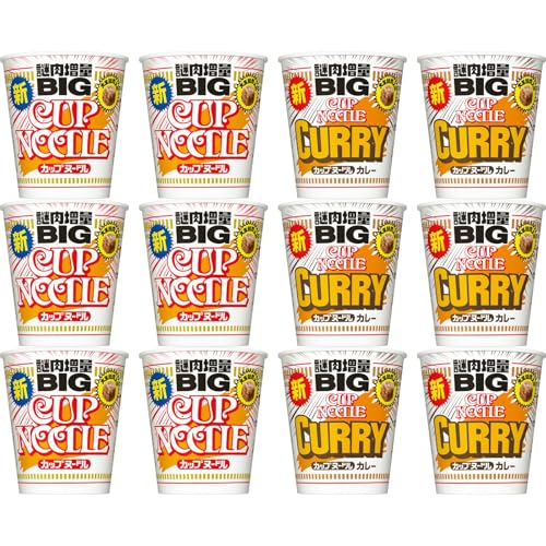 컵누들 일본 닛신 컵라면 레귤러 6개 + 카레 6개 총 12개 어쏘트 세트 곱빼기 대용량 모둠 세트 세트 구매