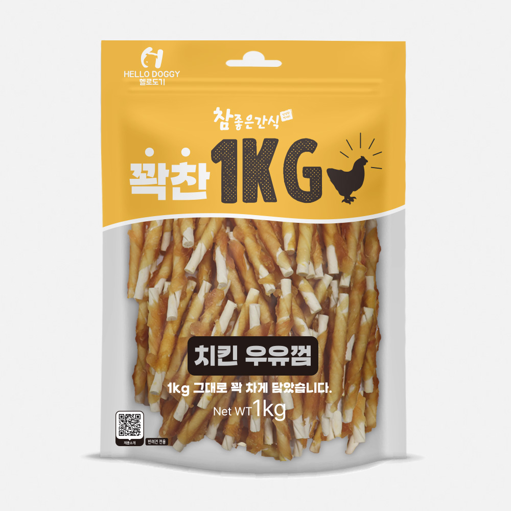 헬로도기 꽉찬 강아지대용량간식 강아지고구마 닭가슴살 간식 치킨우유껌, 1kg, 1개 - 상품 이미지