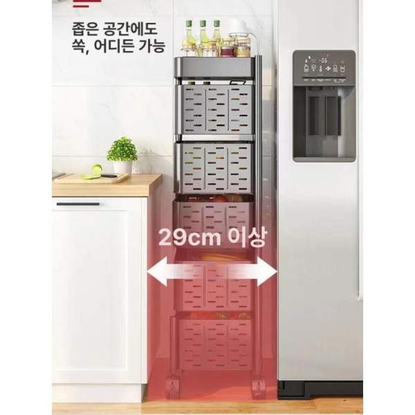 모던 침실 서랍형 트롤리 캐비닛 블랙 5단 긴 구멍 자석형 회전서랍 수납 웨건 1세트 1 x 내부 2단 블랙 1세트 1 x 1 내부 - 상세 이미지 4
