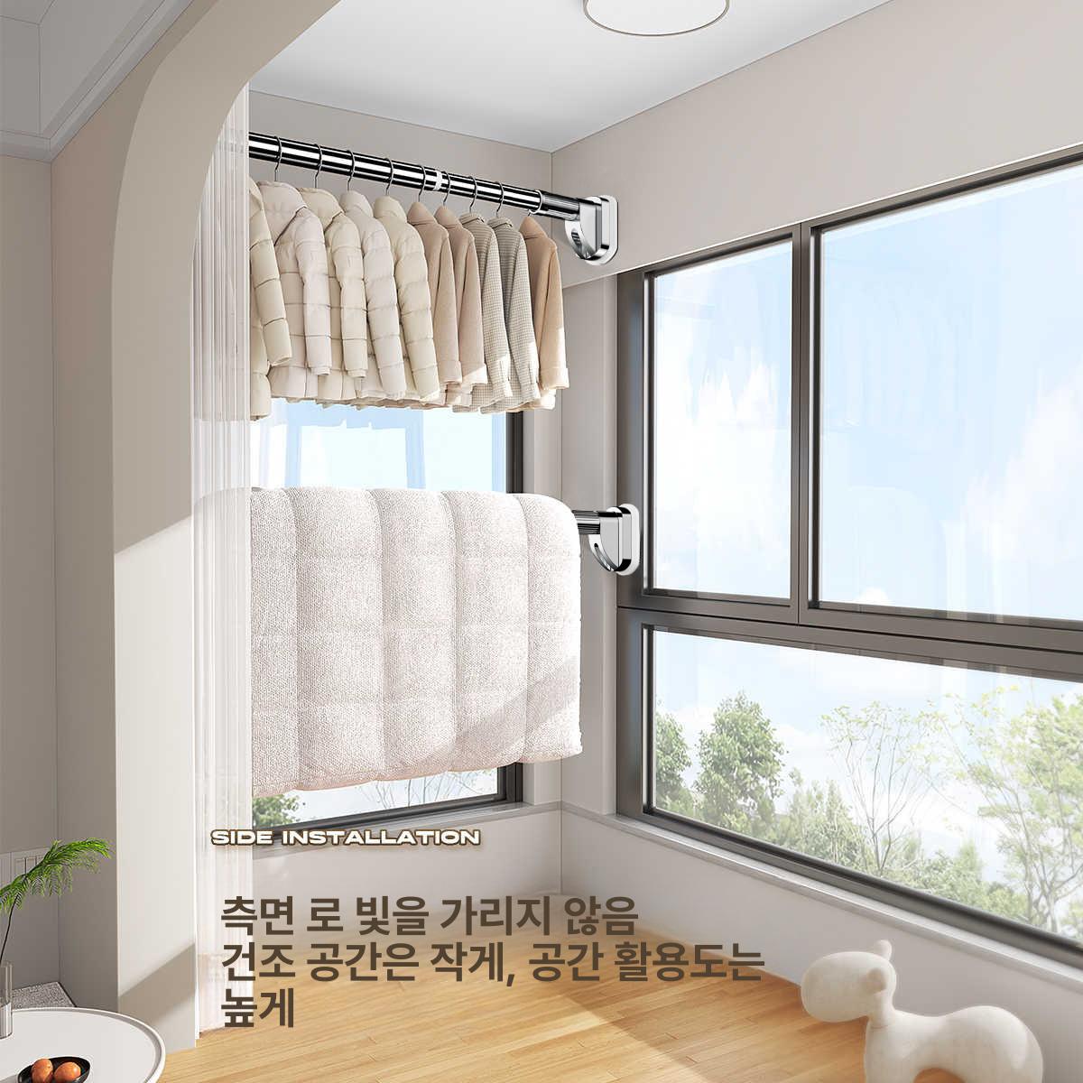 부착식 건조대 옷가게 디스플레이용 커텐 걸이용 압축봉 스테인리스스틸 0.7~1.2m 248kg - 상세 이미지 4