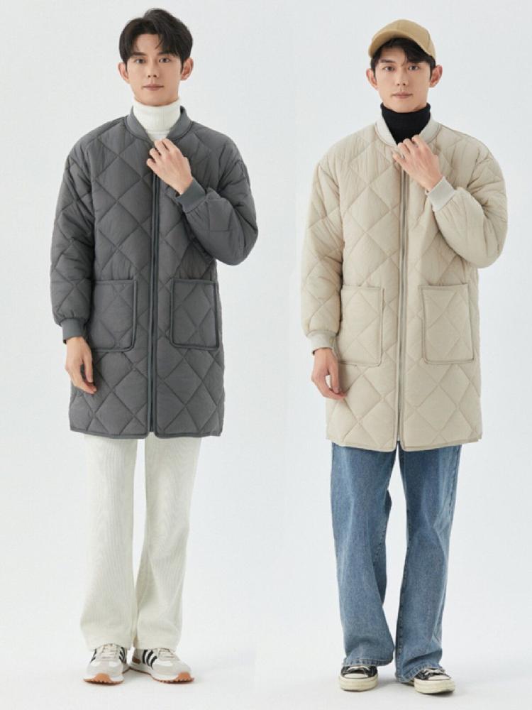 누빔 코트 남성 경량 롱 아우터 방한 패딩 자켓 깔깔이 퀼팅 - 상세 이미지 4