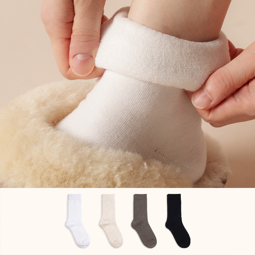 삭피엔스 얇지만 따뜻한 여자 면 기모 겨울 무지 긴 양말 세트