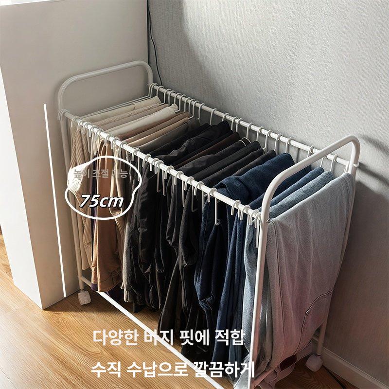 이동식 철제 선반행거 옷걸이 스탠드 바지걸이 드레스룸 옷가게 행거 블랙 60x36.5x75cm 20개 걸이 이미지 6