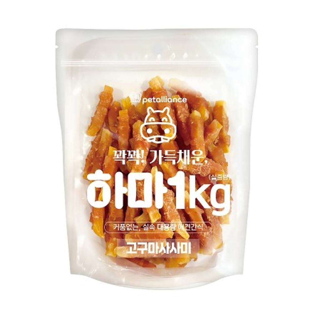 펫얼라이언스 강아지간식 하마 고구마 사사미 1kg - 상품 이미지