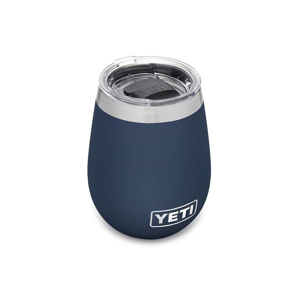 YETI Rambler 295.7ml(10온스) 와인 텀블러, 진공 매그슬라이더 스틸, 있는 단열, 스테인리스 네이비 뚜껑이 Lowcountry Peach - 상품 이미지