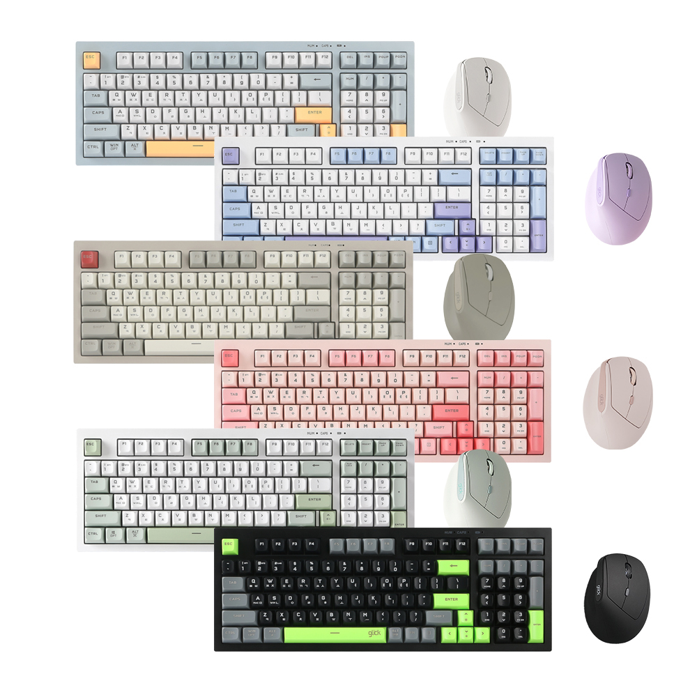 지클릭커 오피스프로 WMK600 사일런스 M RGB 무소음 무선 블루투스 98 키보드 마우스 세트 Pink - 상세 이미지 2