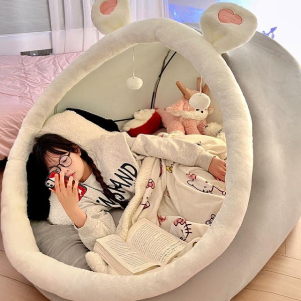 프리미엄 꿀잠 애견 뽀글이 대형 동굴하우스 어른이 숨숨집 연회색 쿨링매트 1 x 1.3 0.9 핑크 1 x 1.3 x 0.9 - 상세 이미지 5