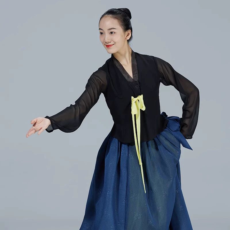 무용복 단원 연습 블라우스 여성용 단체복 스커트 공연 포레스트블루 스커트 (3단) S - 상세 이미지 2
