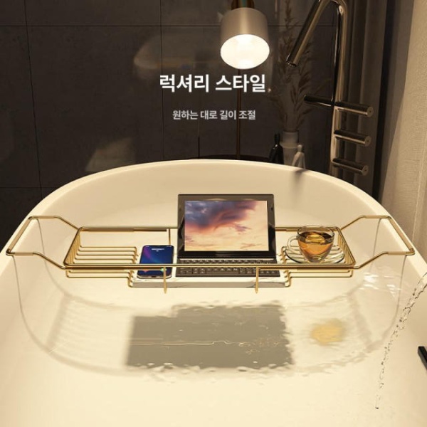 럭셔리 욕실 스마트폰 트레이 거치대 접이식 선반 목욕 골드프레임 엠버 크리스탈 골드 엠버 크리스탈 골드 - 상세 이미지 3