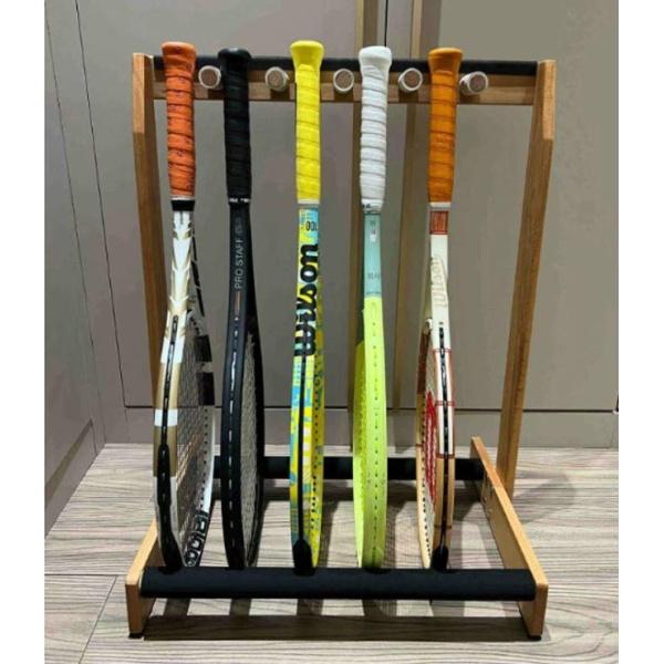 프리미엄 높이조절 라켓 거치대 테니스 배드민턴 원목 66cm 라켓4세트8개수납 원목 36cm 라켓2세트4개수납 - 상세 이미지 2