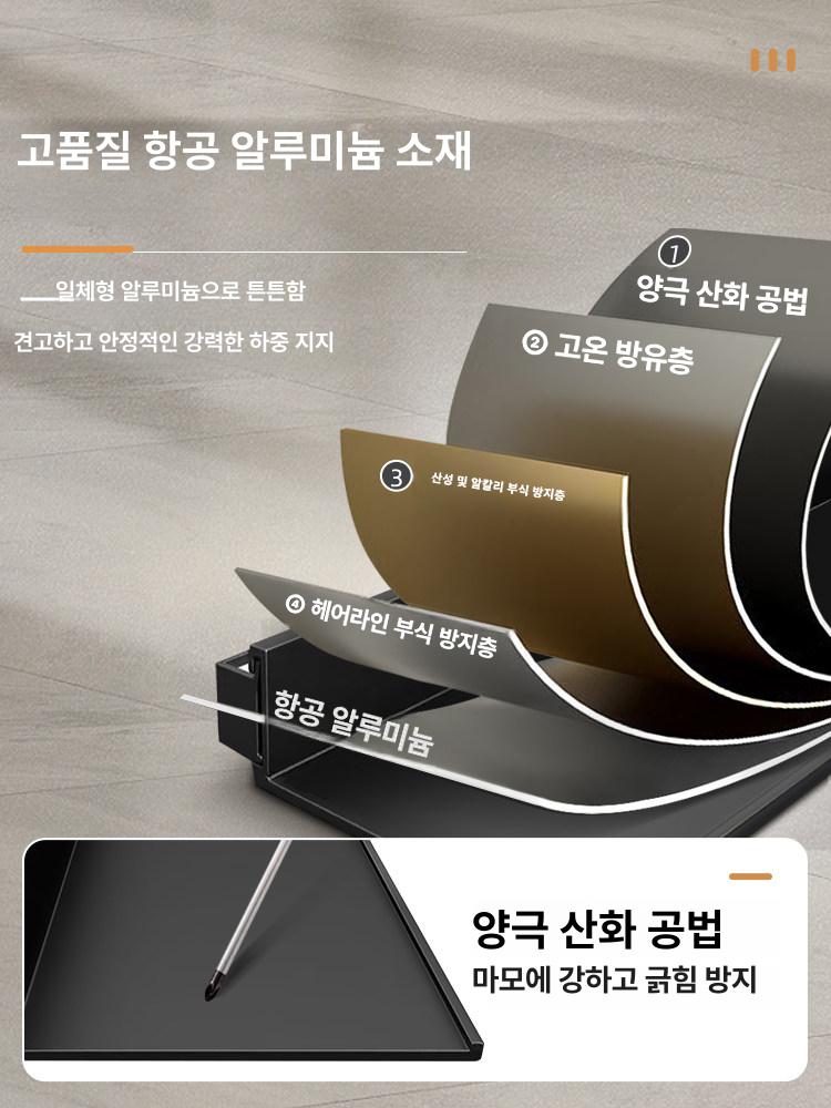 알루미늄 LED 조명 벽걸이 금속 진열 유선 블랙 80cm - 상세 이미지 3