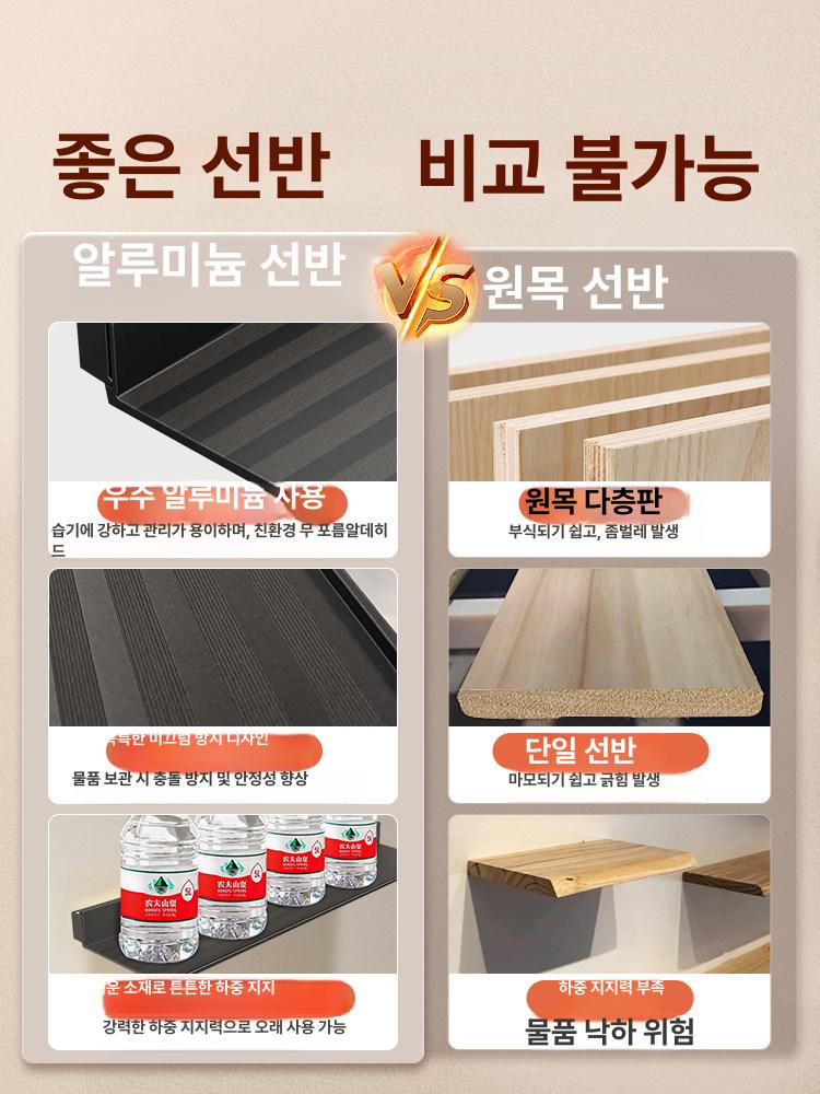 알루미늄 LED 조명 벽걸이 금속 진열 유선 블랙 80cm - 상세 이미지 4