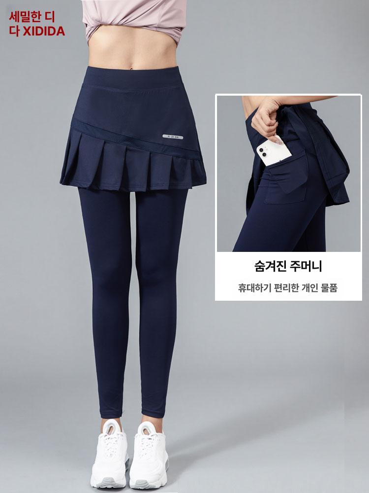 배드맨턴 여성 치마레깅스 하의 치마바지 피트니스 러닝 다크네이비 M40.0-54.0kg - 상세 이미지 2