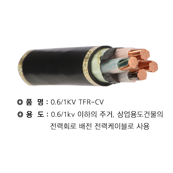 TFR-CV 10SQ 4C 1M 절단 난연성 비닐시스 케이블 - 상품 이미지