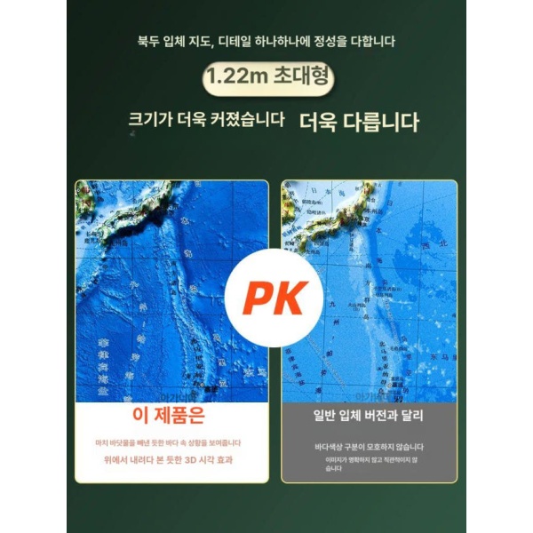 프리미엄 교육용 세계 지도 입체 벽걸이 학과용 교실용 사무실용 0.9m 1장 0.9m 세계 1장 - 상세 이미지 3