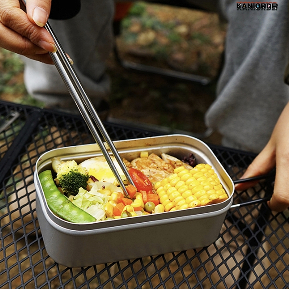 캠핑 반합 알루미늄 야외 직화 쿠커 군인 백패킹 도시락 통 800ml - 상품 이미지