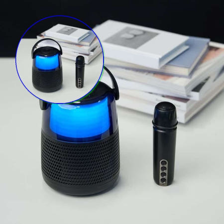 쌍문상회 엠피보스 블루투스스피커 무선마이크 LED라이트 16W 음질좋은 홈파티 탁상용 포터블 휴대용 메모리
