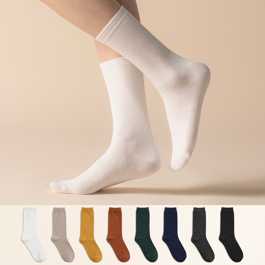 삭피엔스 20cm 톡톡한 여자 긴목 무지 양말 8켤레 세트
