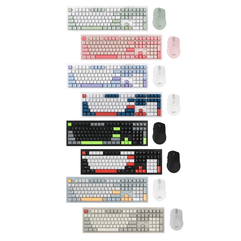 지클릭커 오피스프로 WMK50 사일런스 M 무소음 무선 블루투스 108 키보드 마우스 세트 Retro gray - 상세 이미지 2