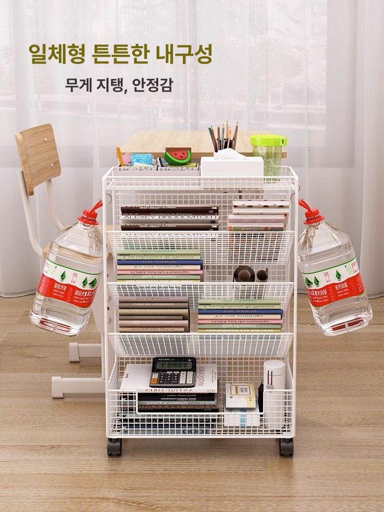 이동식 북트롤리 책꽂이 간이 틈새 선반 북카트 책장 1단계모델 대형 바퀴 포함 A - 상세 이미지 4