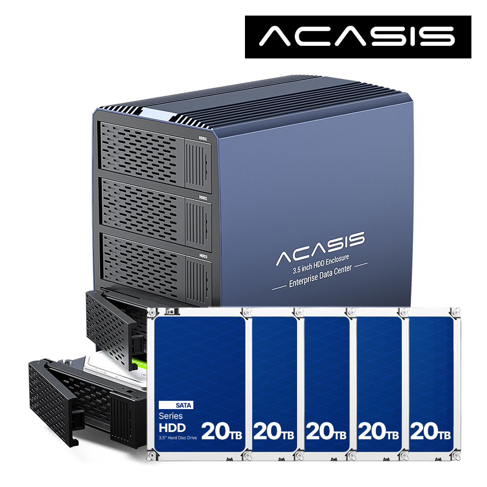 아카시스 EC-7355 100TB RAID 5베이 외장스토리지 DAS 외장하드 하드디스크+아이언울프 프로 20TBx5EA - 상품 이미지