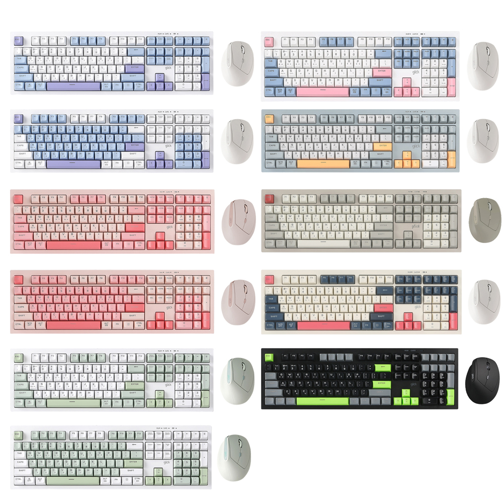 지클릭커 오피스프로 WMK600 사일런스 M RGB 무소음 무선 블루투스 108 키보드 마우스 세트 Poker Green 이미지 7