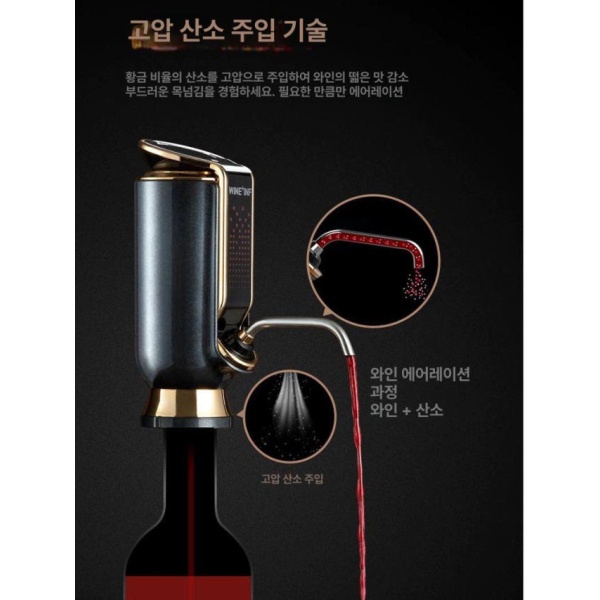 프리미엄 스마트 전동 디캔터 위스키 폭포 와인 맥주 디스펜서 충전식 거치대 3 스마트 전동 코르크스크류 2 - 상세 이미지 4