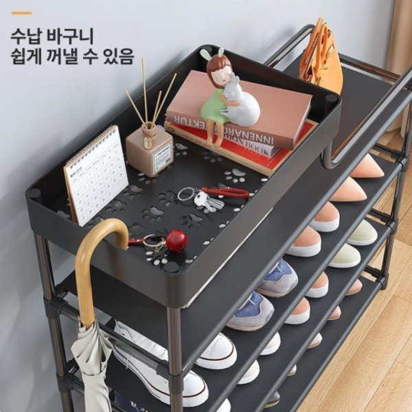 초강력 신발 정리대 슈즈렉 블랙 5칸 80 모델 길이조절 선반 실내화 보관 선반형 블랙 4칸 60 모델 - 상세 이미지 5