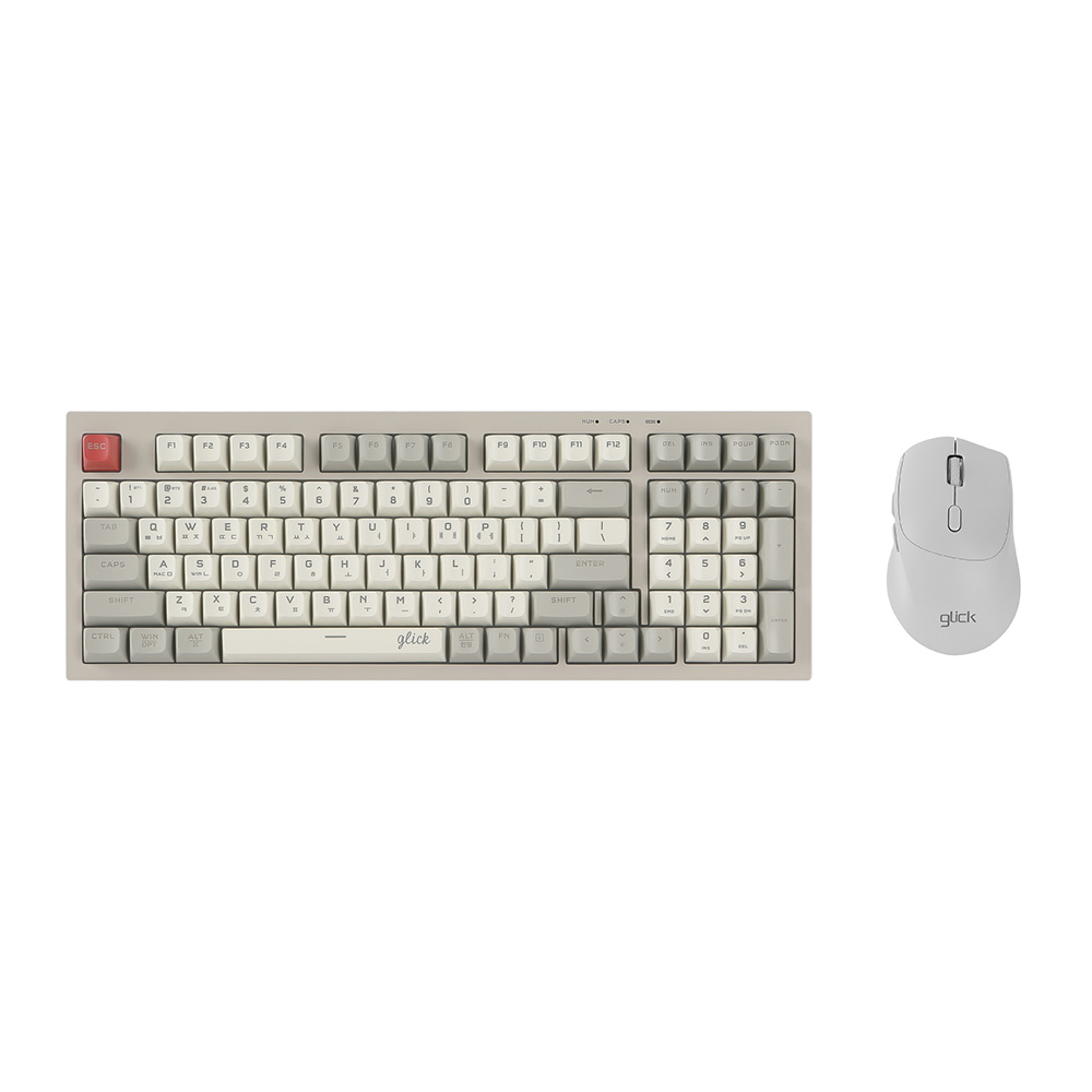지클릭커 오피스프로 WMK50 사일런스 M 무소음 무선 블루투스 98  키보드 마우스 세트 Retro gray - 상품 이미지