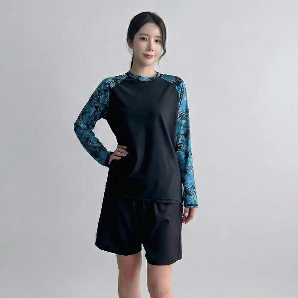 남자 여성 래쉬가드 세트 루즈핏 긴팔 빅사이즈 커플 수영복 이미지 6