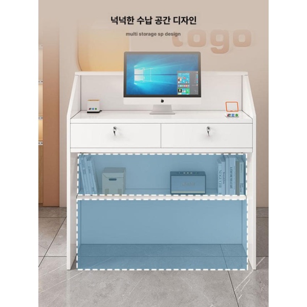 프리미엄 업소용 카운터 매장용 안내데스크 식당 캐셔 데스크 60cm 웜화이트 80cm 와일드오크 - 상세 이미지 5