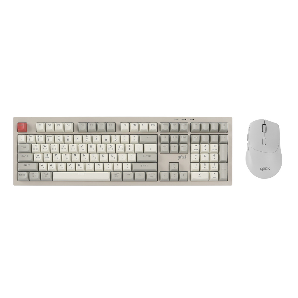 지클릭커 오피스프로 WMK50 사일런스 M 무소음 무선 블루투스 108  키보드 마우스 세트 Retro gray - 상품 이미지