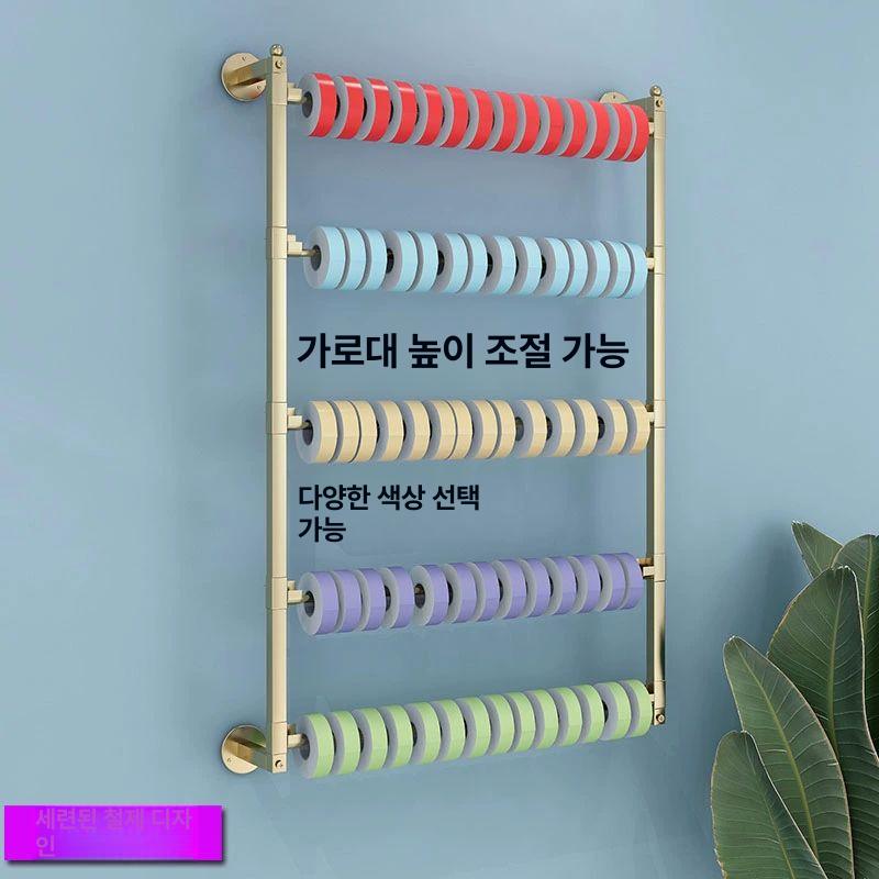 리본 진열대 꽃집 벽부착 걸이대 포장용 거치대 가게 길이 60 높이 75 5단 블랙 공식 표준 구성 - 상세 이미지 2