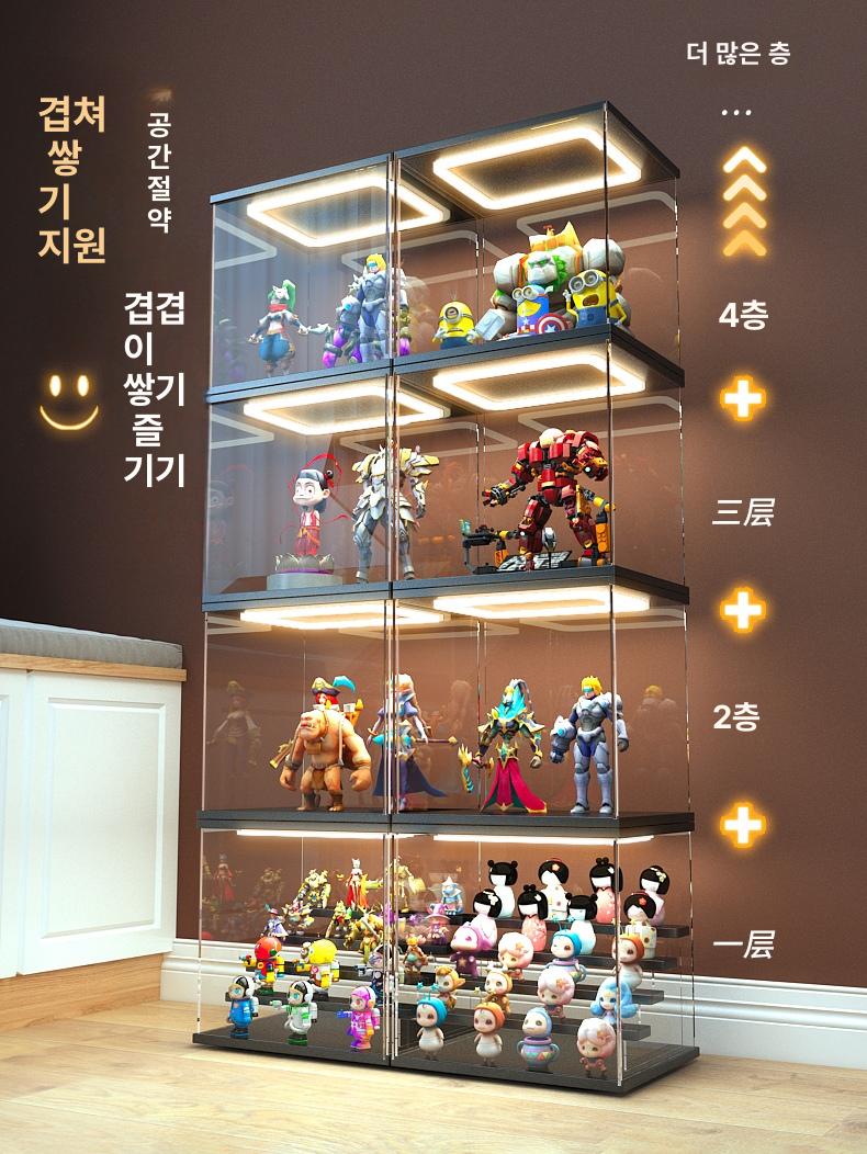 조명 아크릴 투명 수납 박스 건담 전시 방진 진열함 10cm 10cm 10cm - 상세 이미지 5