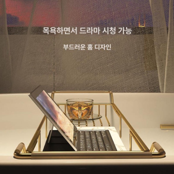럭셔리 욕실 스마트폰 트레이 거치대 접이식 선반 목욕 골드프레임 엠버 크리스탈 골드 엠버 크리스탈 골드 - 상품 이미지