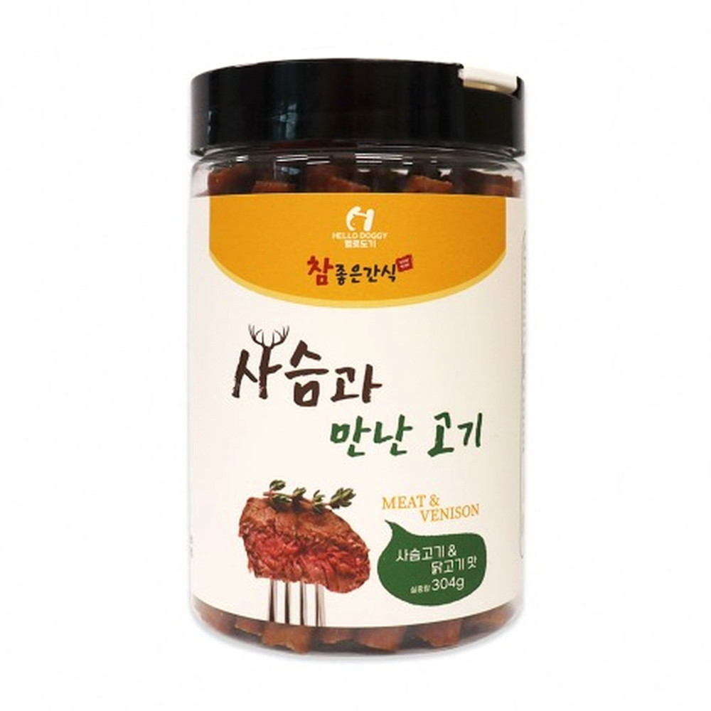 헬로도기 강아지간식 사슴과 만난 고기 (사슴고기 닭고기맛) 304g - 상품 이미지