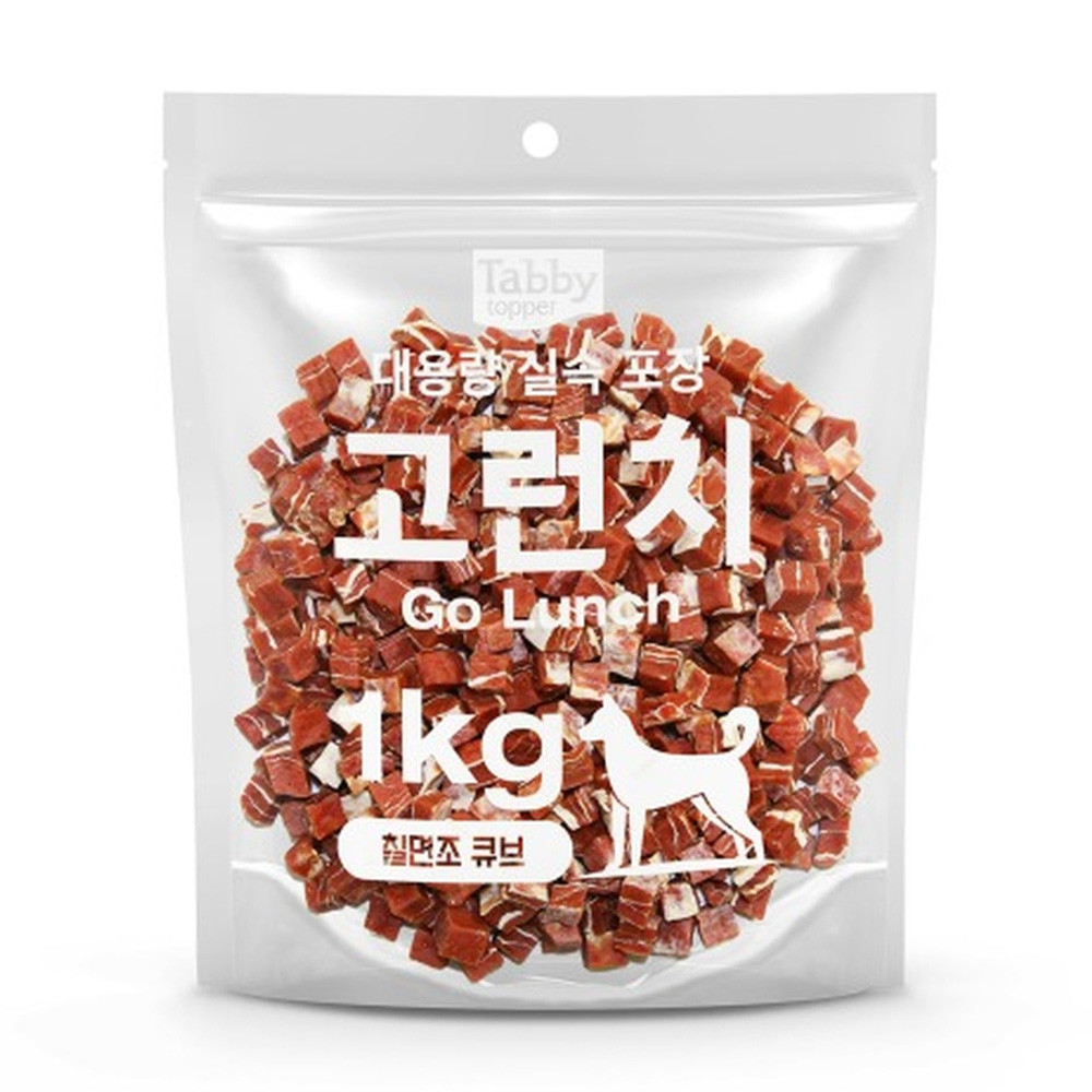 테비 애견간식 테비 고런치 대용량 실속포장 칠면조 큐브 1kg - 상품 이미지