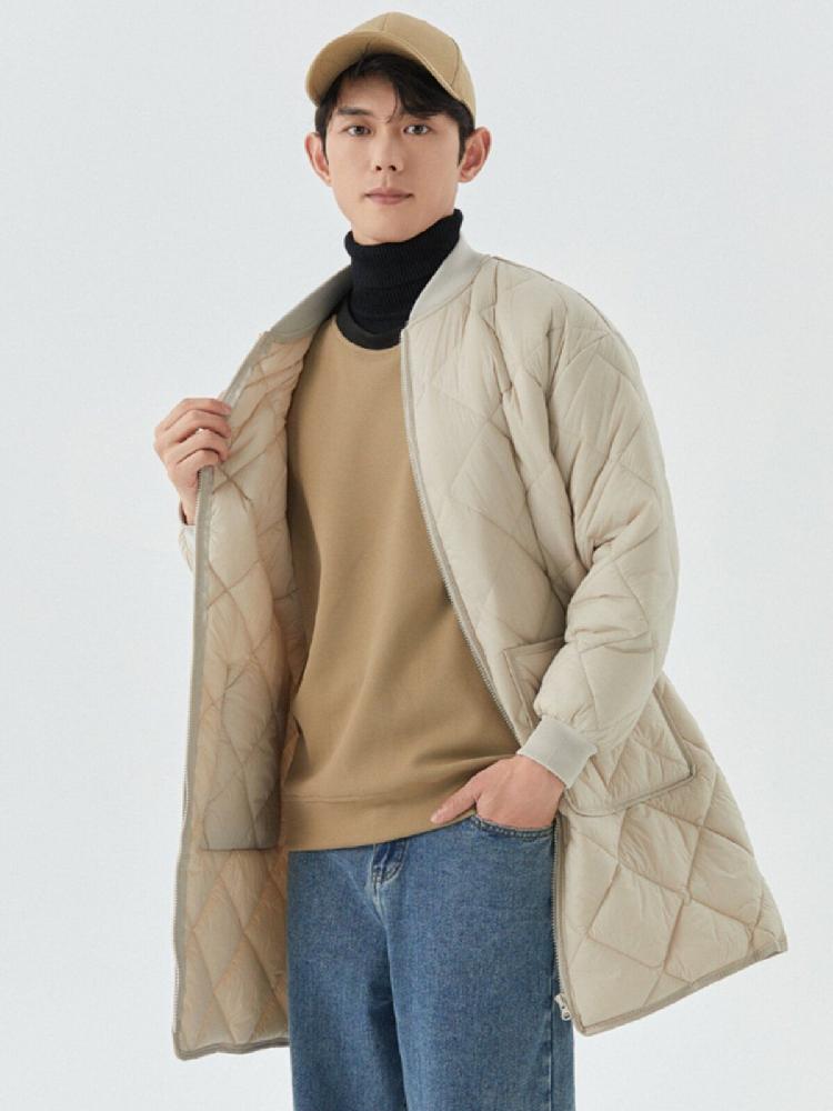 누빔 코트 남성 경량 롱 아우터 방한 패딩 자켓 깔깔이 퀼팅 - 상세 이미지 2