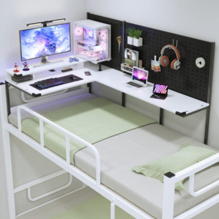[해외]2층침대책상 컴퓨터 타공판 기숙사 대학생 프라이버시