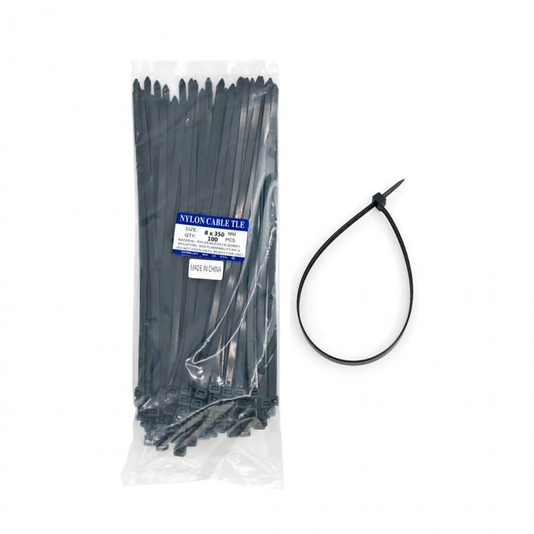 kimspp 케이블타이 8x350mm 블랙약100개 케이블밴드 타이밴드 전선 배선정리 다양한규격보유 - 상품 이미지